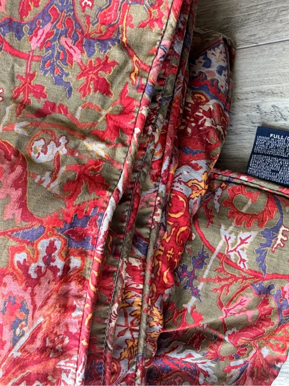 Ralph Lauren Sateen Galahad Red Vintage Paisley Full Queen Bed Comforter